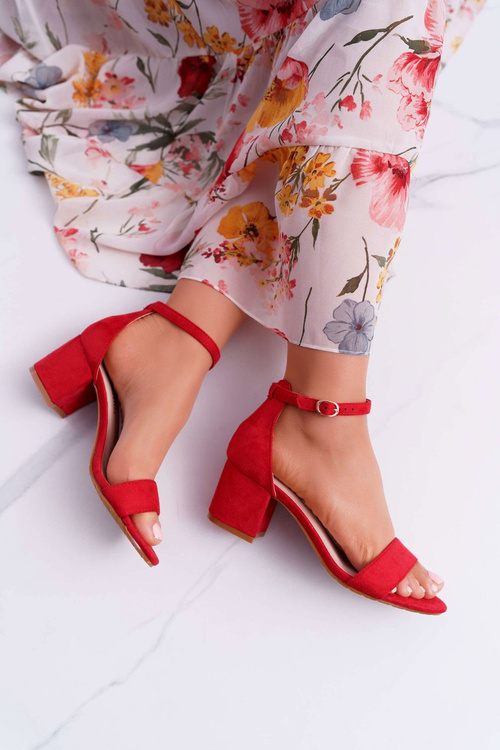 Dámské Semišové Sandály na podpatku červené Zephira