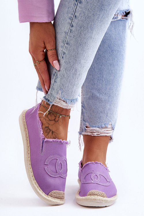 Klasické ženské espadrilles fialové flaš