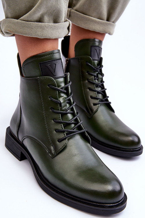 Kůže Dámské Boty Workery Zelené Tedrick