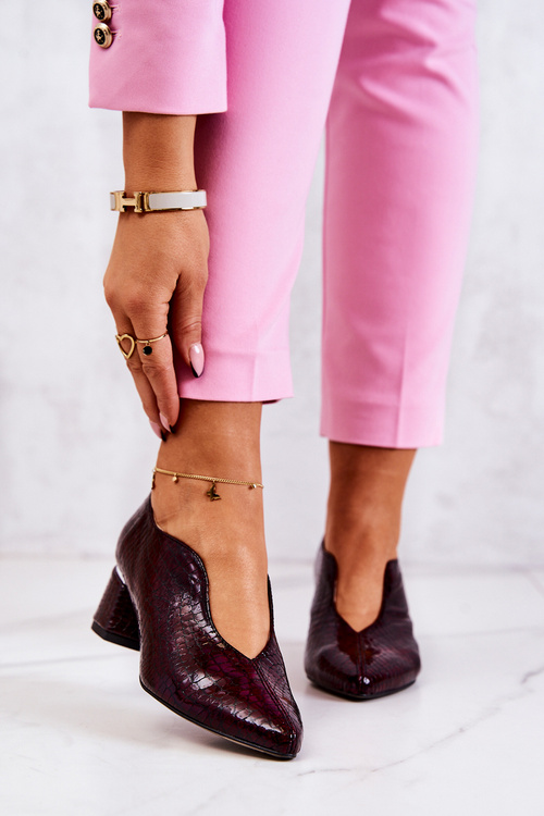 Kožené lodičky z hadí kůže kaštanové Alissa