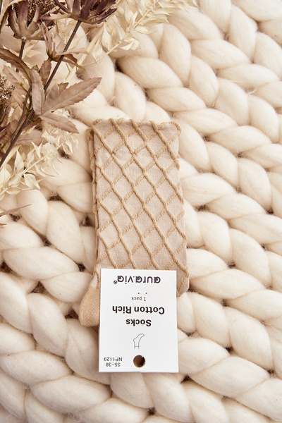 Dámské ponožky S ozdobným ražením Beige