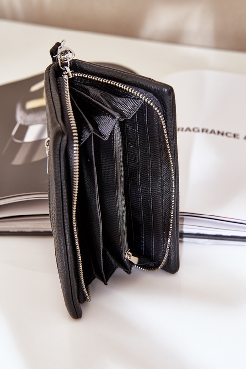 Veľká Dámska Peňaženka S Embossingom Eko Koža Čierna Martiel