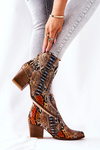Lewski Cowboy Boots Orange-Blue Snake Pattern EV28