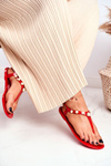 Dámske gumové sandále Red Flip -flops Denise Pearls