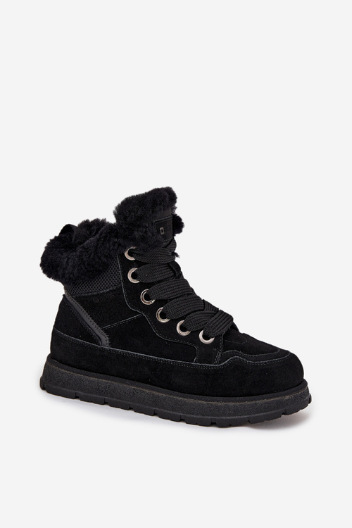 Dámské Zimní Boty Na Platformě S Kožíškem Big Star SS274369 Černé
