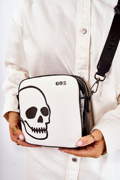 Kožená kabelka poštára v tlačení goe znj013 čiernobiela