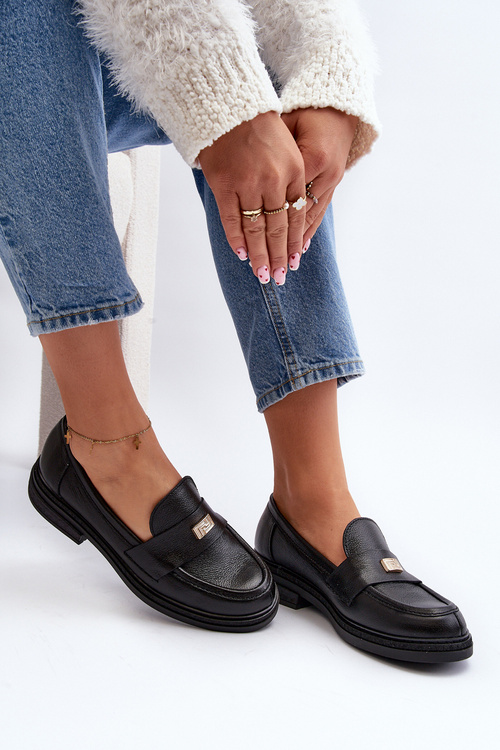 Zazoo 20165 Dámské kožené mokasíny černé