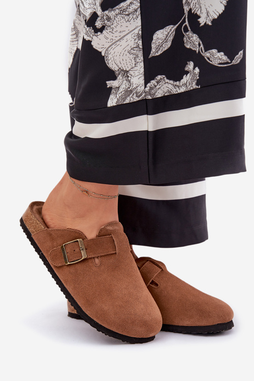 Semišové Klapky Chodaky Dámské S Přezkou Big Star RR274A387 Hnědé