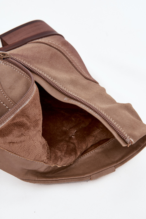 Dámské kotníkové boty na nízkém podpatku s mačkáním zateplené khaki Gracia