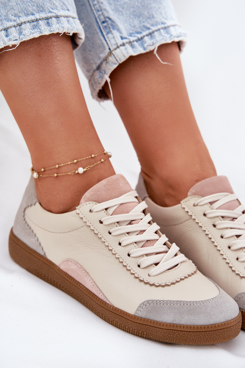 Dámske Kožené Tenisky Zazoo N1220 Béžové