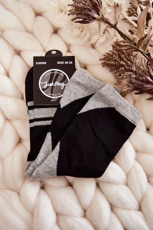 Dámske dvojfarebné ponožky s čiernymi a šedými pruhmi