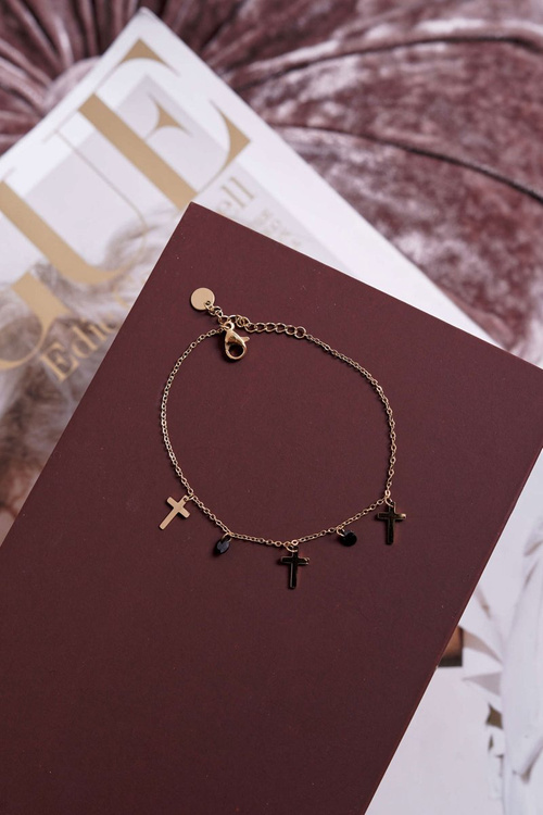 Dámske zlaté celebrity náramok Tri krížiky