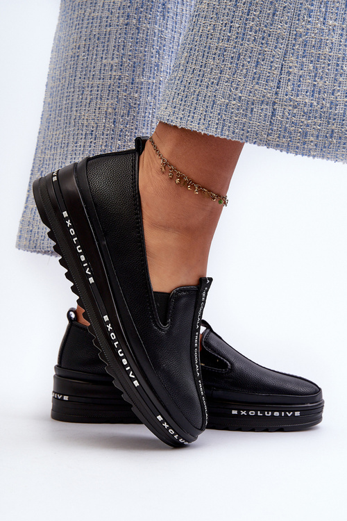 Čierne dámske kožené poltopánky na platforme S.Barski LR260