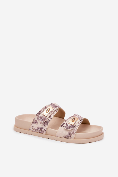 Vzorované Dámské Pantofle Na Platformě Béžové Sorina