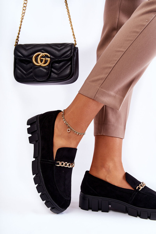 Semišové Boty S řetízkem Černe Anne