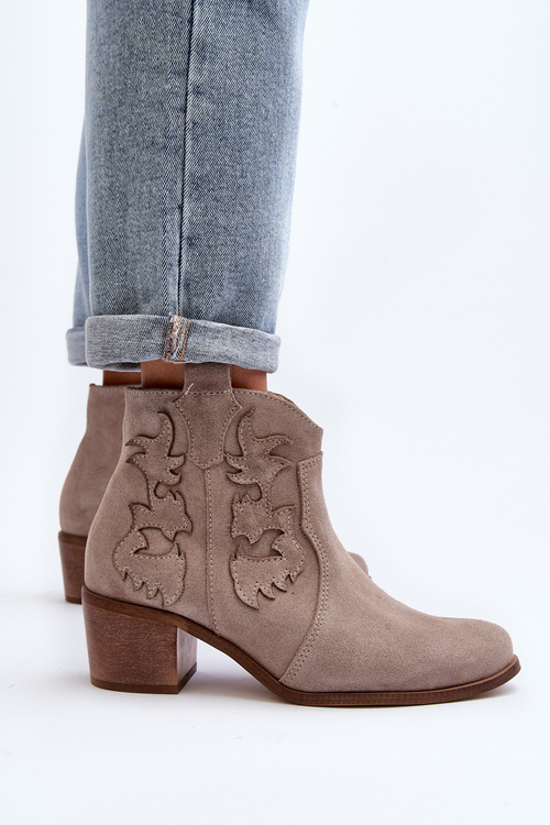 Zazoo 3426 Dámske Semišové Kowbojky Cappucino