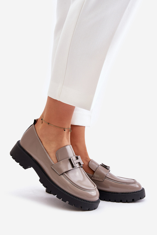 Dámske Lakované Mokasíny Vinceza 62187 Sivé