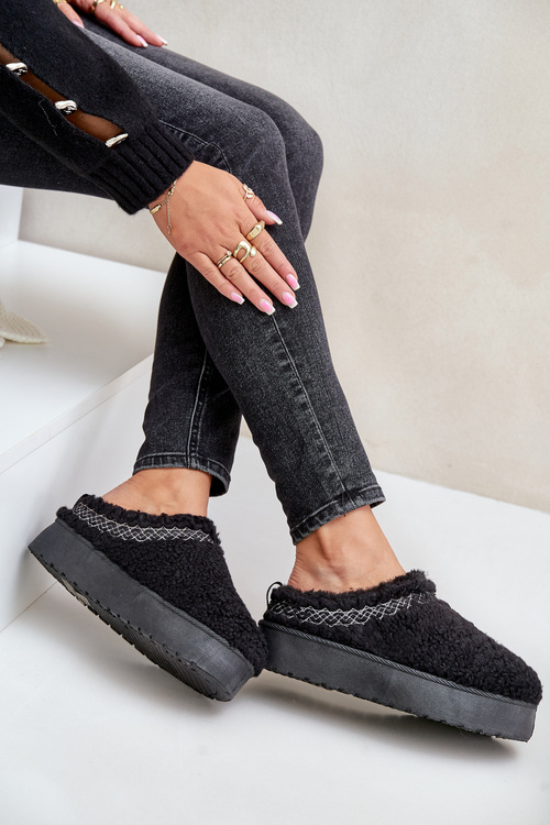 Sněhové boty na platformě s beránkovým kožíškem černé Mesirra