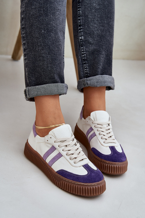 Zazoo N1068 Kožené Nízké Sneakersy Dámské Na Platformě Bílé