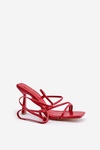 Štýlové Sandále Na Opätku S Pásikmi Červené Saredi