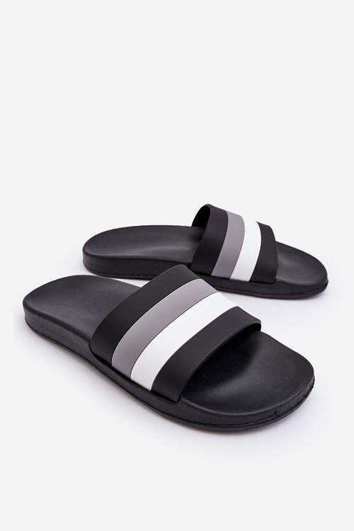 Pánské pruhované pantofle Černá Vision