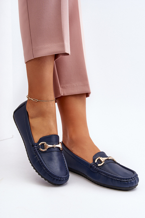 Dámské klasické mokasíny z ekokože v tmavě modré Demese
