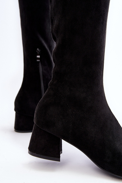 Dámské vysoké kozačky na nízkém podpatku černé Maidna