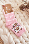 Dámske bavlnené ponožky ružové mačiatko