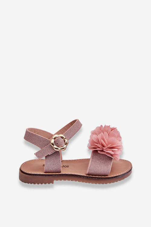 Módne detské sandále s kvetmi ružové polysy