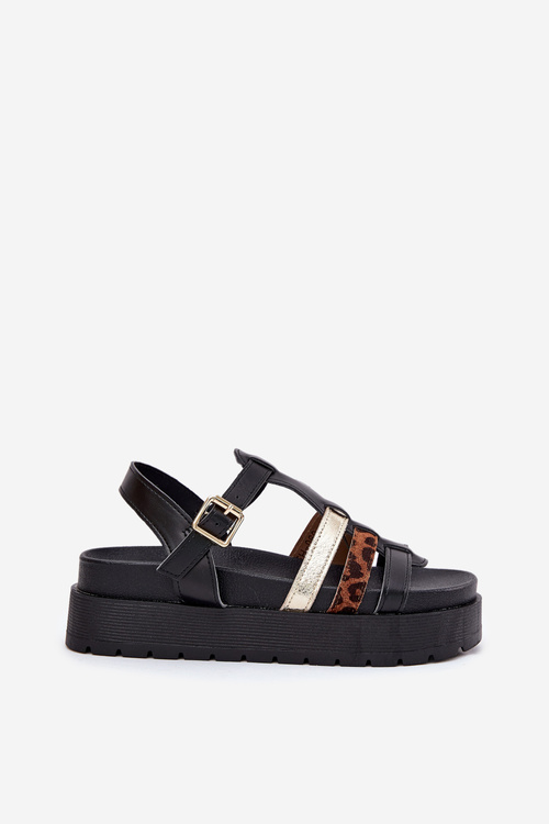 Dámské Sandály S Pásky Na Platformě Černé Gallari