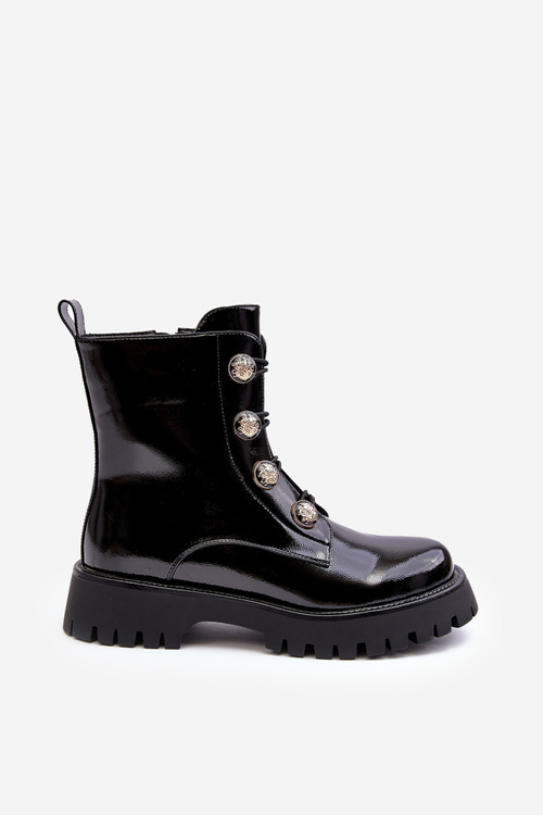 Dámské zateplené boty s ozdobnými knoflíky D&A MR870-51 Černé