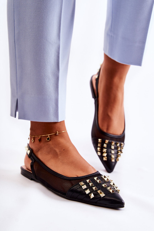 Dámske baleríny s cvočkami Black Kinley