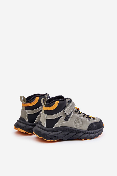 Dětské trekové boty zateplené na suchý zip khaki Big Star OO374181