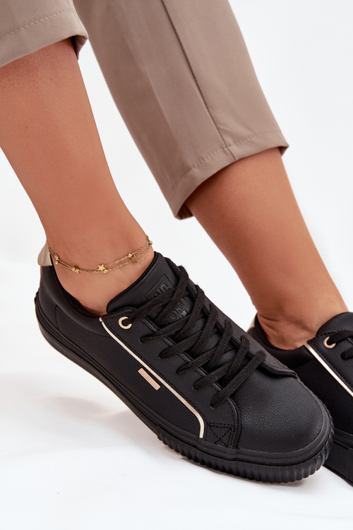 Dámské Tenisky Z Eko Kůže Big Star SS274025 Černo-Zlaté