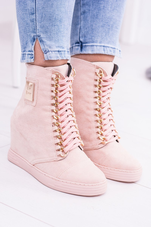 Dámská Obuv Sneakers Lu Boo Semišové Tenisky Růžové Monica