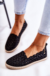 Dámské nášlapné baleríny s květinami černé Vennice