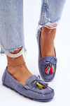 Sužné mokasíny s lukom a strapcami modrá Dorine