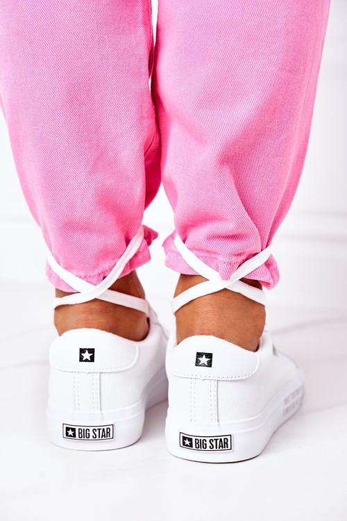 Dámské Kožené Tenisky S Nápisem BIG STAR EE274316 Bílé
