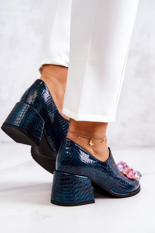 Kožená topánka vzorový krokodíl s dekoráciou zelený delaver