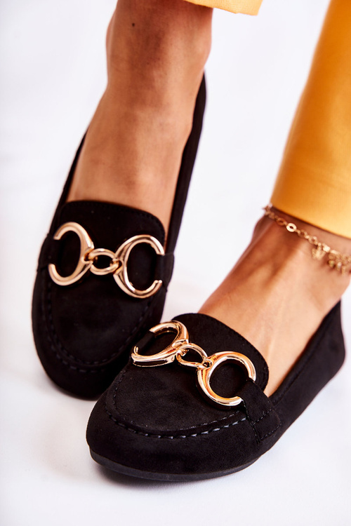 Dámské semišové mokasíny s zdobením černe Reality