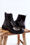 Black Yukko Baby Boots lakovaný zipsom