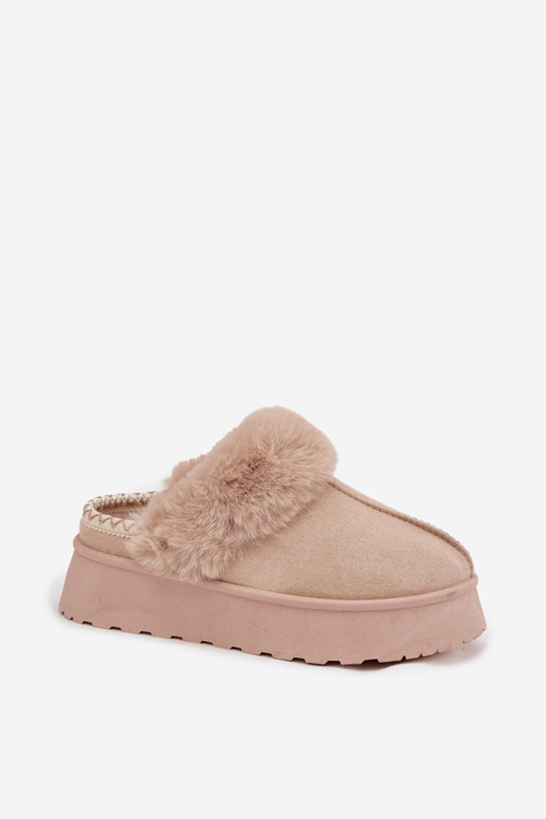 Dámske Snehule Na Platforme S Kožušinou A Prackou Béžové Querina