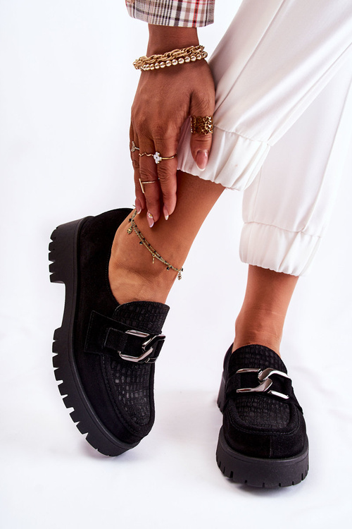 Módne semišové topánky Loafer čierny lemar rayhan