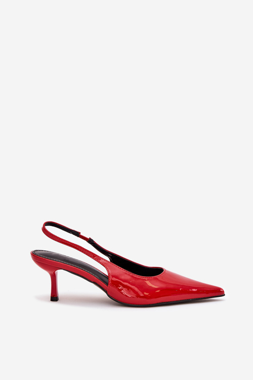 Lakované Lodičky Na Ihlovom Opätku S Odkrytou Pätou Červené Talira