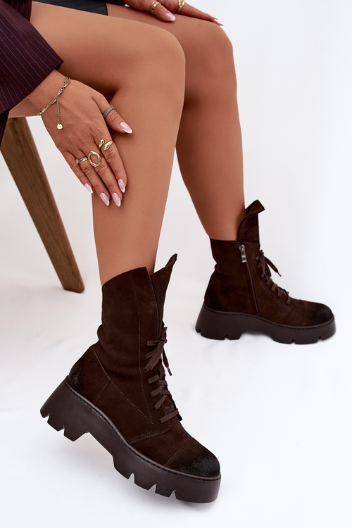 Dámské workery Z Naturalnego Zamszu Zazoo 976 Čokoládové