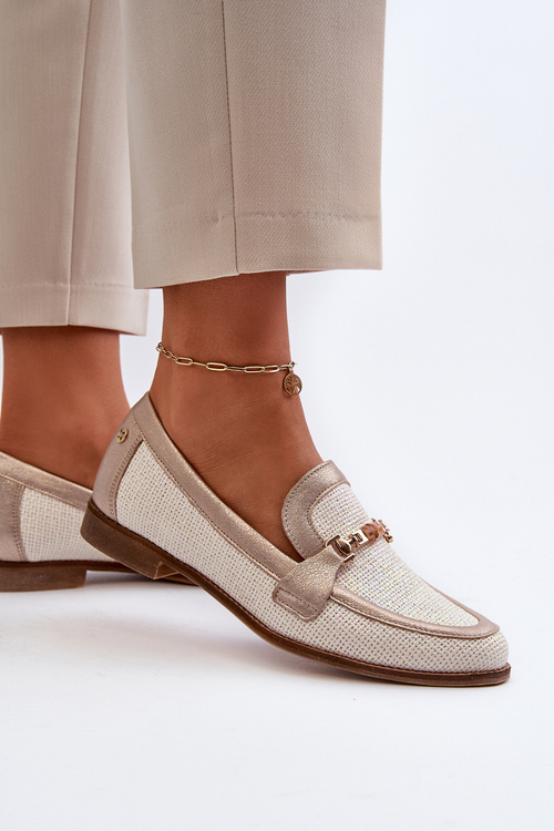 Kožené mokasíny s ozdobou Zlaté Maciejka 06442-25 Zlaté