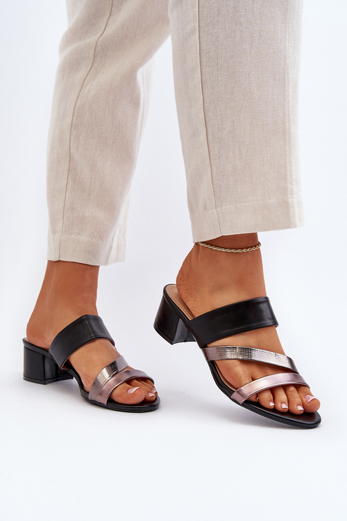 Dámske čierne sandále na nízkom opätku Rosila