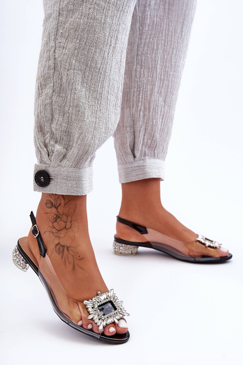 Priehľadné sandále s dekoráciami Czarne S. Barski MR1037-05