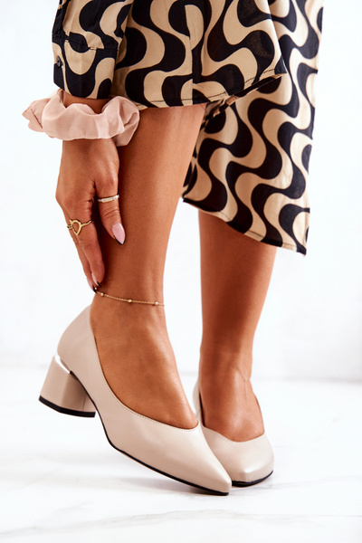 Kožené Lodičky Špička V Spitz Béžové Marilyn