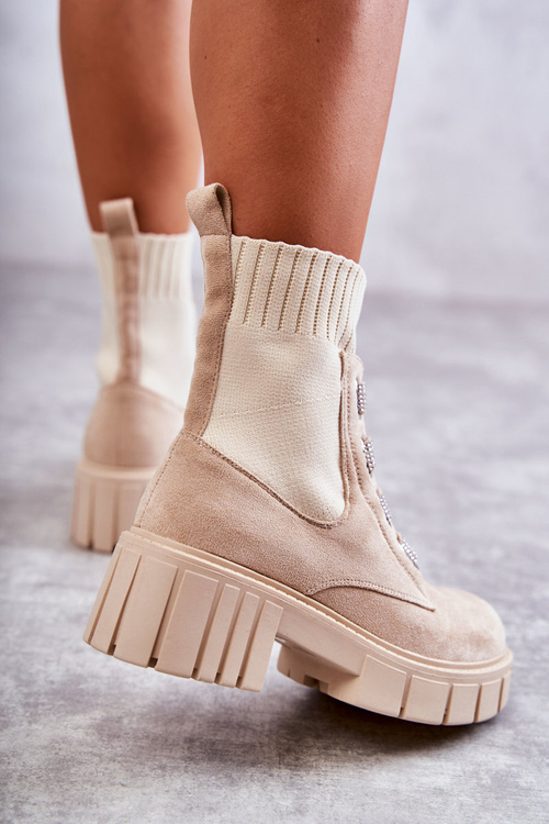 Semišový sklz -up ponožky béžová nádej